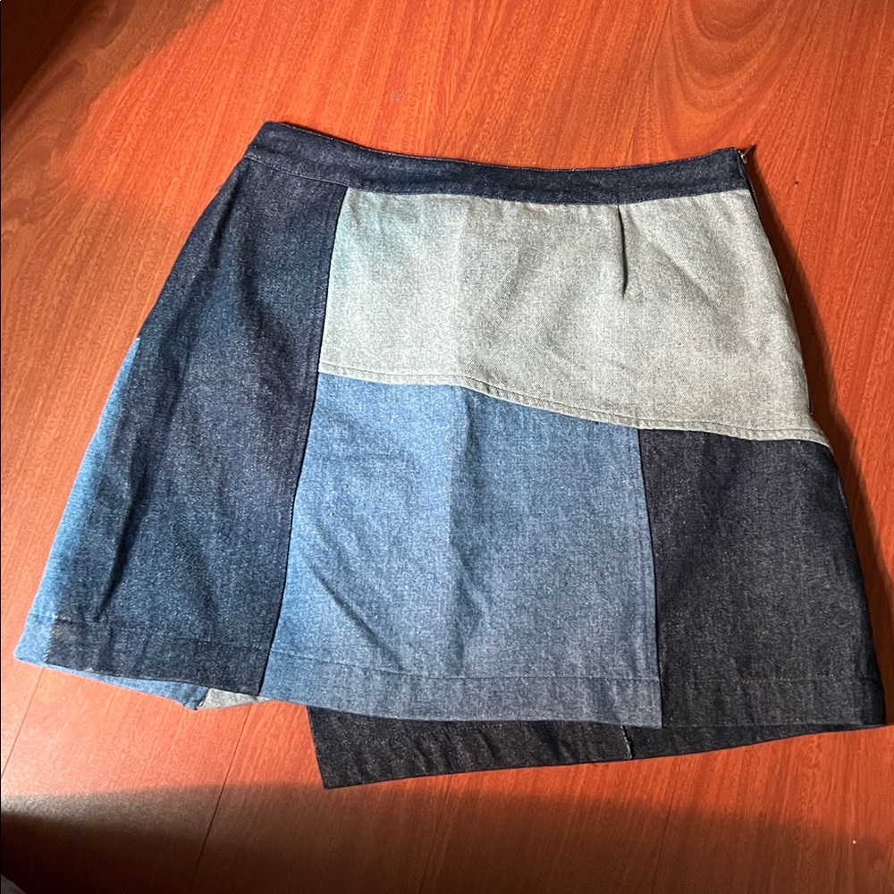 Vici Stylish Patchwork Denim Skirt Side Zip Front… - image 2